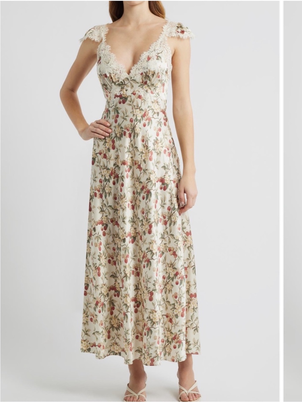 ✨NEW✨DÔEN Fiona Floral Silk Maxi Dress Cerise Et Fleur
